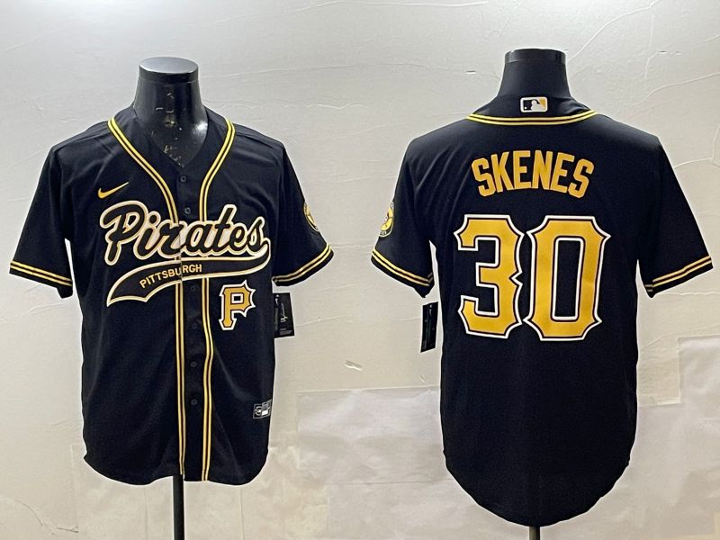 Men Pittsburgh Pirates #30 Skenes Black Joint Name Nike 2025 MLB Jersey style 6